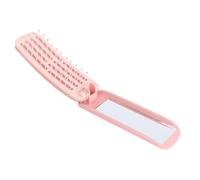 Generic Spazzola per Capelli Pieghevole Portatile Autopulente Tascabile con Specchio per Donne Che Viaggiano, Spazzola per Capelli Pieghevole Compatta per Lavoro o Allenamento, Materiale in Resina