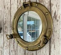 Generic - Specchio a oblò in ottone antico, stile nautico | Specchio da parete e finestra per navi e barche, stile marittimo, oblò | Decorazione per la casa, regalo (22,9 cm)