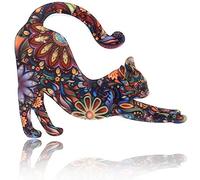 Generic Spilla a forma di gatto in acrilico, simpatica e alla moda con motivo animale, colorata, Plastica, Nessuna pietra preziosa