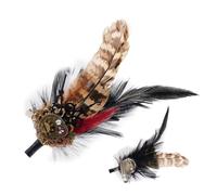 Generic Spilla a forma di piuma, con cappello e piuma, spilla decorativa per vestiti, gioielli, forcine per capelli, multifunzionale, regalo per donne e uomini, matrimonio, 1 pezzo, 10