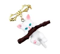 Generic Spilla Creativa 3d a Forma di Gatto che Tiene un Ramo, Spilla da Petto Decorativa Elegante per Abbigliamento Femminile, Accessorio Raffinato per Outfit Quotidiani e Feste