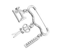 Generic Spilla Creativa a Forma di Forbice Macchina da Cucire e Righello, Spilla Decorativa Sartoriale per Abbigliamento, Ciondolo Zaino Elegante per Regalo a Stilisti e Amanti del Cucito