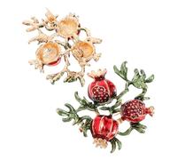 Generic Spilla da Petto a Forma di Melograno in Lega, Set 2 Pezzi, Spilla Elegante Leggera Perno Robusto, Decorazione per Abbigliamento e Accessori, Regalo per Festa della Mamma