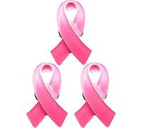 Generic Spilla Per Consapevolezza Del Cancro Seno Con Nastro Rosa 3 Pezzi Spilla Per Prevenzione Pubblicità Logo Distintivo, 2.9*5cm