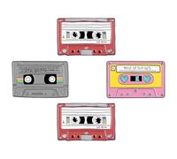 Generic Spilla Retrò a Forma di Cassetta Vintage in Lega 4 Pezzi Spilla da Bavero Cartone Animato per Donna Decorazione Abbigliamento per Feste e Regali Natale Halloween