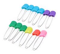 Generic Spille per Pannolini con Chiusura di Sicurezza in Colori Assortiti per Pannolini Lavabili e Cucito - Confezione da 6 Spille per Uso su Neonati o Adulti (12 colorate a forma di testa