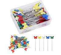 Generic Spilli per Trapuntatura a Testa Piatta Set di Colori Misti con Scatola di Plastica, Spilli da Cucito con estremità a Forma di Farfalla da 200 Pezzi per Artigianato e Sartoria