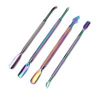Generic Spingipelle per Unghie in Acciaio Inossidabile 4 Pezzi, Spingitore in Acciaio a Doppia estremità, Rimozione Pelle Morta, Ideale per Manicure e Pedicure Uso Domestico nel Salone (#1)