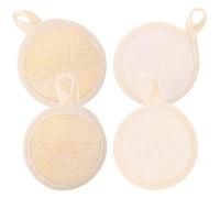 Generic Spugna Esfoliante per Viso in Luffa Naturale 4 Pezzi, Dischetti Scrub Esfolianti Morbidi e Pratici per Pulizia Profonda, per Donna Uso Quotidiano e Viaggi