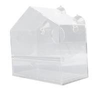 Generic Squisita Mangiatoia per Uccelli Montata su Finestra Dal Design Carino in Plastica Trasparente per Uso Domestico con Ventose (Forma della capanna D)