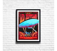 Generic - Stampa artistica incorniciata LED ZEPPELIN vintage, formato A4 e A3, con cornice in legno