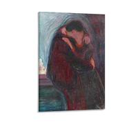 generic - Stampa artistica su tela, Il bacio di Edvard Munch, Decorazione romantica per soggiorno, camera da letto, ufficio, 30 x 45 cm