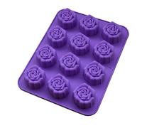 Generic Stampo in Silicone per Rose, Creatore di Sapone e Cioccolato Durevole per Fiori, per Bomboniere, Viola, 12 cavità, 12,6x9,45x1,18 Pollici