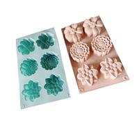 Generic Stampo per Sapone in Silicone 2 Pezzi Design Floreale per Sapone Fatto a Mano e Dessert 6 cavità 27,2x16,8 Cm