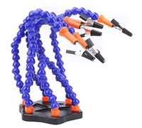 Generic Stazione di Saldatura di Terza Mano con Sei Bracci, Strumento Durevole in Lega di Alluminio per Installazione di Droni RC, e Blu, 1 Set