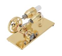 Generic Stirling Engine Educational Toy, Motore Sterling con Tavola in Legno Durevole in Acciaio in Acciaio Inossidabile con Lampadina a LED per la Scuola (GOLD)