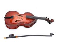 Generic Strumento Musicale in Miniatura, Modello di Basso in Legno, Ornamento Decorativo per Casa delle Bambole, Splendidamente Realizzato con e Fiocco