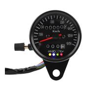 Generic Tachimetro Moto Nero Ad Alta Precisione da 60 Mm per Montaggio Universale, Contachilometri e Contachilometri Parziale Integrati, Retroilluminazione a LED, Guscio in Metallo + Plastica