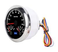 Generic Tachymeter 85 Mm, E 1/4 1/2 3/4 F Livello di Carburante 8 a 16 V di Tensione 8000 Giri/min per per Yacht (Dialda nera Fetta d'argento CX8299)
