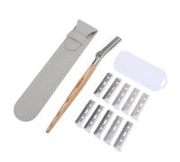 Generic Tagliacapelli per il Viso per Uomo e Donna Modellatore per Sopracciglia di Precisione con Protezione in Rete di Sicurezza - Manico in Legno 10 Ricariche di Ricambio Kit Viaggio Completo