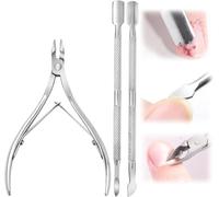 Generic Tagliacuticole con spingi e taglierino, tronchese professionale in acciaio inox, strumento per pedicure e manicure per unghie delle mani e dei piedi