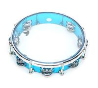 Generic Tamburello di Grandi Dimensioni da 10" con Jingles Regolabili, Design a Doppia per Spettacoli di Festa, Realizzato in ABS + Metallo (BLUE)