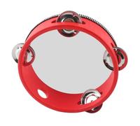 Generic Tamburello in Legno per Bambini con Campana a Mano Jingles per la Percezione della Musica, Leggero (Rosso da 6 pollici)