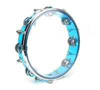 Generic Tamburello Strumento Jingles a Mano a Doppia Tamburello a Percussione Regolabile in ABS da 10 Pollici e Metallo con Suono Nitido per Accompagnamento Al Karaoke per Performance di Festa (BLUE)
