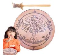 Generic Tamburo da meditazione, con bacchetta, strumento di guarigione del suono, tamburi sciamanici in legno, tamburo sciamano, strumento di guarigione del suono, realizzato per meditazione riflessa