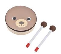 Generic Tamburo per Bambini, Strumento Musicale Giocattolo, Design a Forma di Orso Cartone Animato, Cornice in Legno con Mazzuolo, per L'educazione Precoce, la Coordinazione Cerve