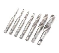 Generic Tap Set, TASH Tap Set di Perforazione Metrica e Tocco Integrato Composto 7pc 1/4 Kit di Tacca a Spirale Gambo Esattore