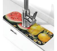 Generic Tappetino da cucina con stampa estiva con melone e limone, paraspruzzi, gadget per lavello, paraspruzzi dietro il rubinetto, antigoccia, per cucina e bagno