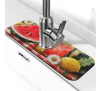 Generic Tappetino da cucina con stampa estiva con melone e limone, paraspruzzi, gadget per lavello, paraspruzzi dietro il rubinetto, antigoccia, per cucina e bagno