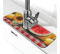 Generic Tappetino da cucina con stampa estiva con melone e limone, paraspruzzi, gadget per lavello, paraspruzzi dietro il rubinetto, antigoccia, per cucina e bagno