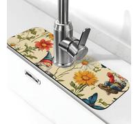 Generic Tappetino paraspruzzi per lavello da cucina con stampa a farfalla 3D, paraspruzzi dietro il rubinetto, antigoccia, per cucina e bagno, 15 x 38 cm