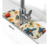 Generic Tappetino paraspruzzi per lavello da cucina con stampa a farfalla 3D, paraspruzzi dietro il rubinetto, antigoccia, per cucina e bagno, 15 x 38 cm