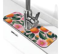 Generic Tappetino paraspruzzi per lavello da cucina con stampa floreale e frutta, gadget per lavello, paraspruzzi dietro il rubinetto, antigoccia per cucina e bagno