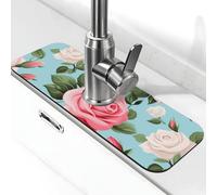 Generic Tappetino paraspruzzi per lavello da cucina con stampa floreale rosa rossa e rose, gadget per lavello, paraspruzzi dietro il rubinetto, antigoccia, per cucina e bagno