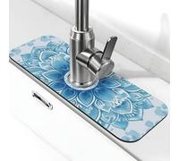 Generic Tappetino paraspruzzi per lavello da cucina con stampa mandala blu, gadget per lavello, paraspruzzi dietro il rubinetto, antigoccia, per cucina e bagno