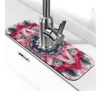 Generic Tappetino paraspruzzi per lavello da cucina con stampa mandala rosa e grigio, gadget per lavello, paraspruzzi dietro il rubinetto, antigoccia, per cucina e bagno
