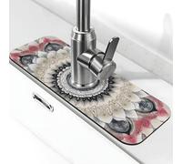 Generic Tappetino paraspruzzi per lavello da cucina con stampa mandala rosa e grigio, gadget per lavello, paraspruzzi dietro il rubinetto, antigoccia, per cucina e bagno
