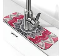 Generic Tappetino paraspruzzi per lavello da cucina con stampa mandala rosa e grigio, gadget per lavello, paraspruzzi dietro il rubinetto, antigoccia, per cucina e bagno