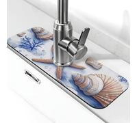 Generic Tappetino per lavello da cucina con stampa di stelle marine blu corallo, protezione dagli schizzi per rubinetto, gadget per lavello, paraspruzzi dietro il rubinetto, antigoccia, per cucina e
