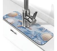 Generic Tappetino per lavello da cucina con stampa di stelle marine blu corallo, protezione dagli schizzi per rubinetto, gadget per lavello, paraspruzzi dietro il rubinetto, antigoccia, per cucina e
