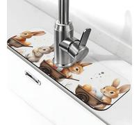 Generic Tappetino per rubinetto con stampa Happy Easter per lavello della cucina, paraspruzzi, paraspruzzi dietro il rubinetto, antigoccia, per cucina e bagno, 15 x 38 cm