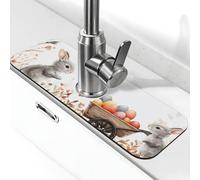 Generic Tappetino per rubinetto da cucina con simpatico coniglietto pasquale, paraspruzzi dietro il rubinetto, antigoccia per cucina e bagno, 15 x 38 cm