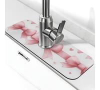 Generic Tappetino per rubinetto da cucina con stampa con fiocchi rosa, gadget per lavello, paraspruzzi dietro il rubinetto, antigoccia per cucina e bagno