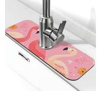 Generic Tappetino per rubinetto da cucina con stampa fenicottero rosa, paraspruzzi dietro il rubinetto, antigoccia, per cucina e bagno, 15 x 38 cm