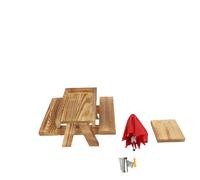 Generic Tavolo da Picnic Mangiatoia per Scoiattoli con Ombrello Resistente Alle Intemperie, Adorabile Design in Legno per Ospitare gli Scoiattoli da Cortile, Dimensioni in Legno Massello 21x18x11 Cm
