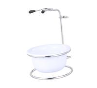 Generic Tazza Da Barba in Acciaio, con Supporto, per Uso Pratico, Bianco